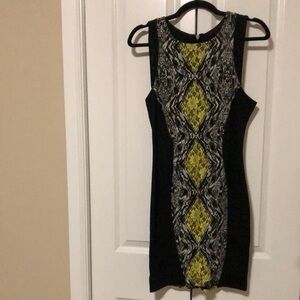 Material Girl Black and Lime Green Bodycon Dress